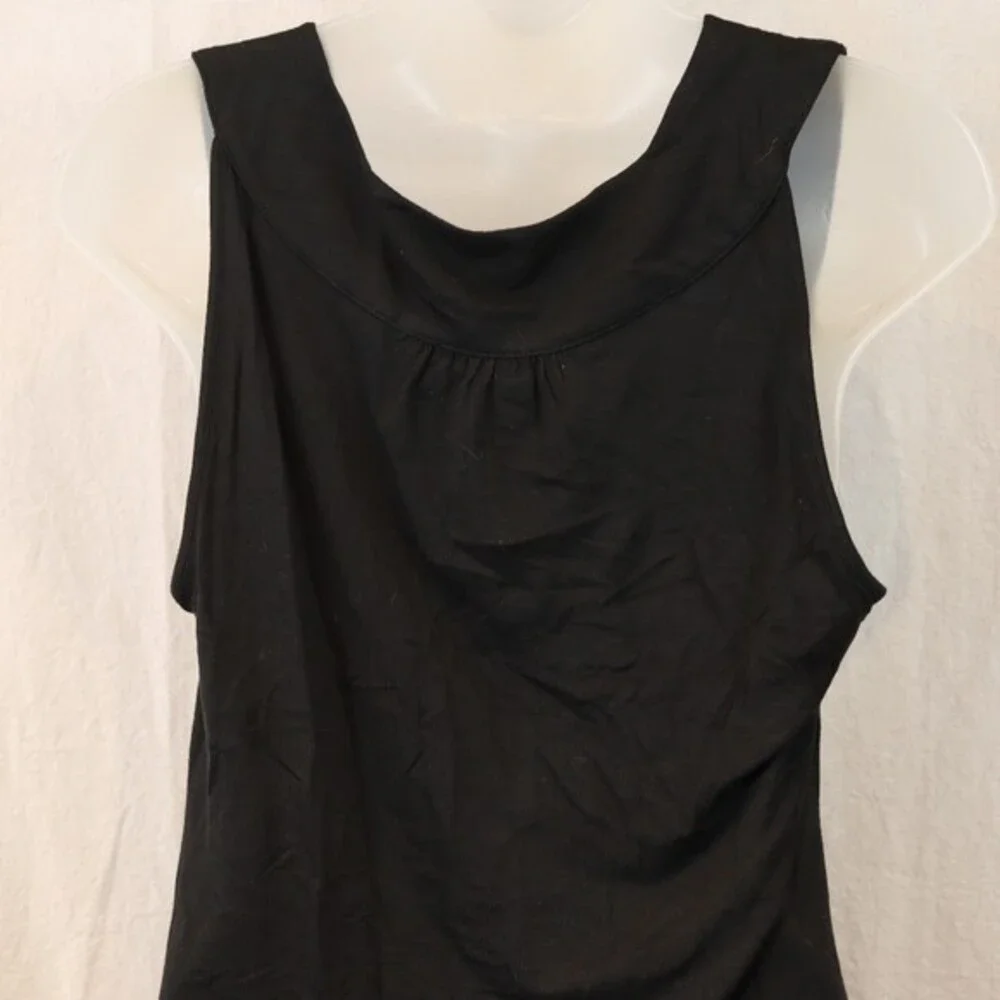 Design History Black Beaded Yoke Tank Top LG Career Dressy Professional Large